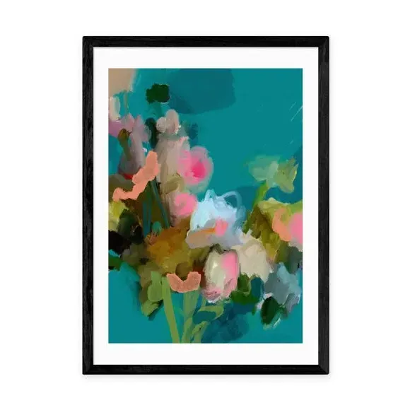 Floral Bouquet Wall Print - Blue