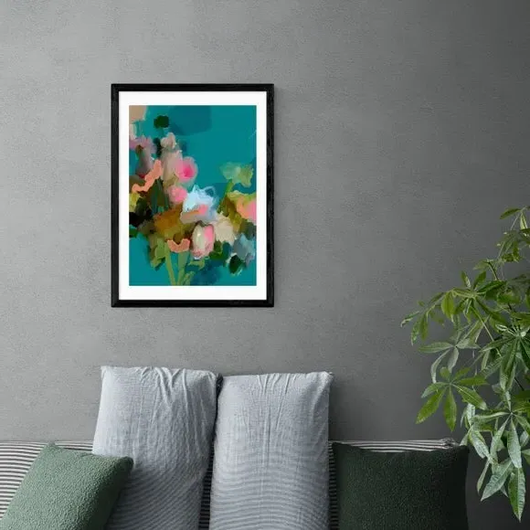 Floral Bouquet Wall Print - Blue