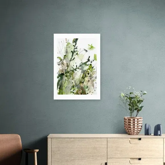 Floral Wall Print - Green, Archival Paper image