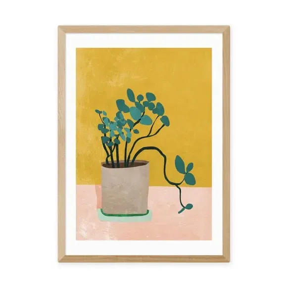 Floral Wall Print with Frame Options - Yellow