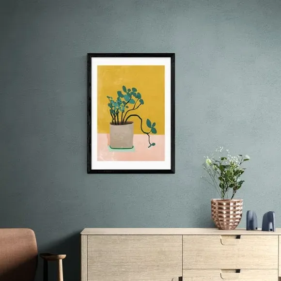 Floral Wall Print with Frame Options - Yellow