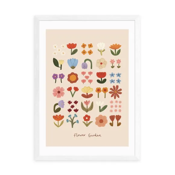 Flower Garden Wall Print - Pink, Paper