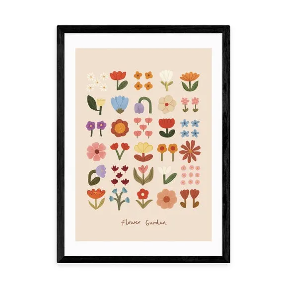 Flower Garden Wall Print - Pink, Paper