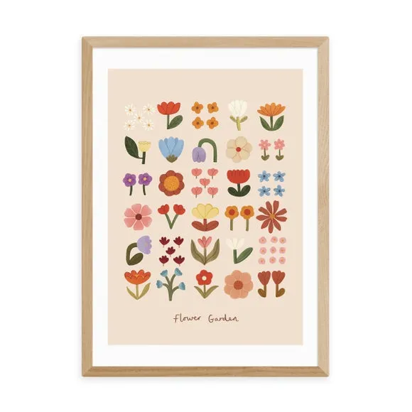 Flower Garden Wall Print - Pink, Paper