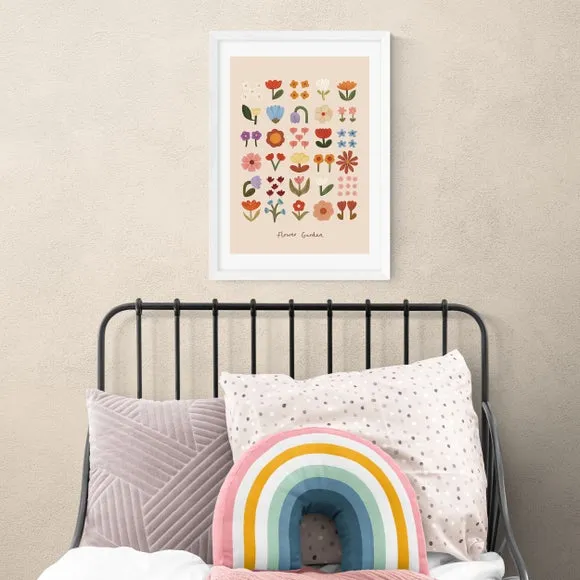 Flower Garden Wall Print - Pink, Paper