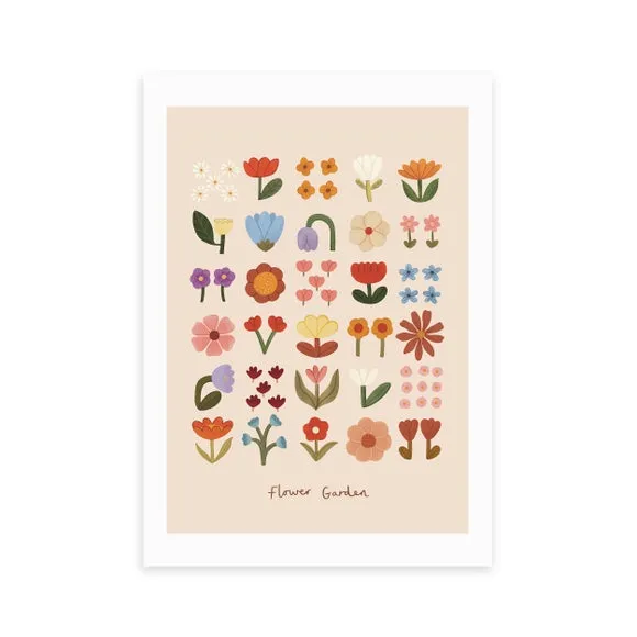 Flower Garden Wall Print - Pink, Paper