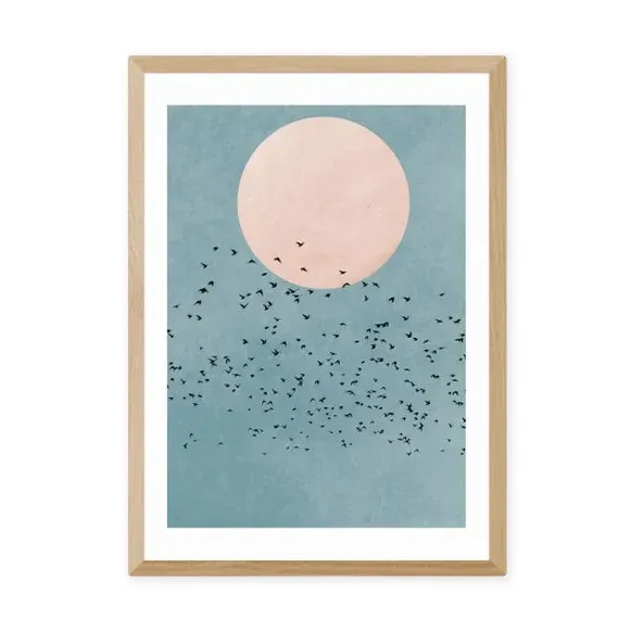 Fly Away Wall Print - Blue, Paper
