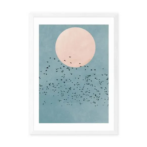 Fly Away Wall Print - Blue, Paper