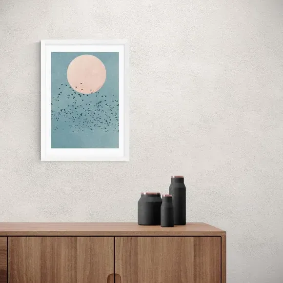 Fly Away Wall Print - Blue, Paper