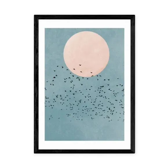 Fly Away Wall Print - Blue, Paper