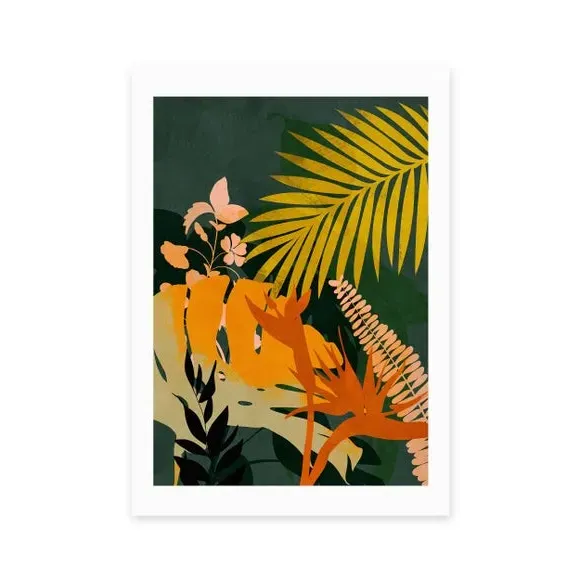 Foliage Floral Wall Print - Green