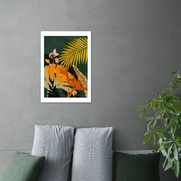 Foliage Floral Wall Print - Green image