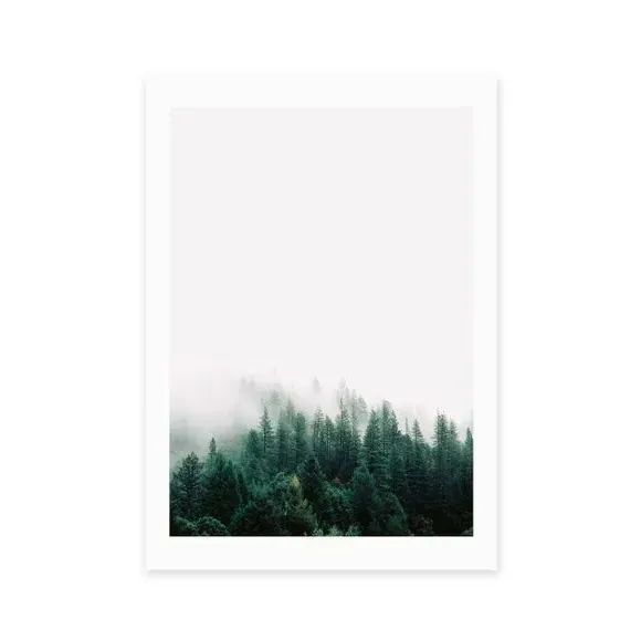 Forest Mist Wall Print - Green, Archival Paper