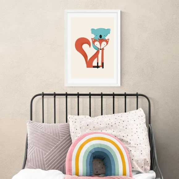 Fox and Koala Wall Print - Multicolor, Paper
