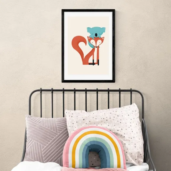 Fox and Koala Wall Print - Multicolor, Paper