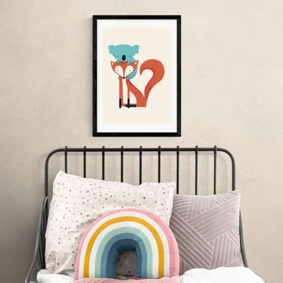 Fox and Koala Wall Print - Multicolor, Paper