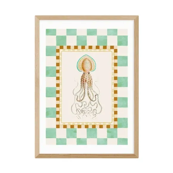 Funky Squid Wall Print - Natural