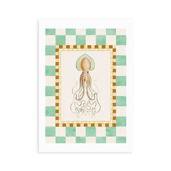 Funky Squid Wall Print - Natural