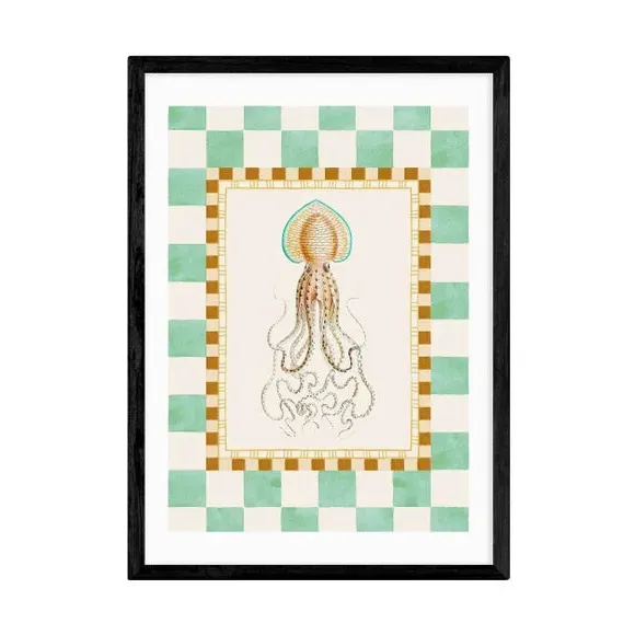 Funky Squid Wall Print - Natural