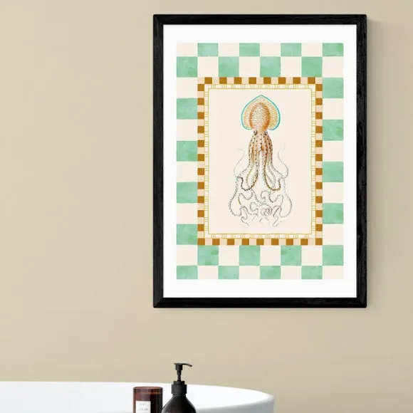 Funky Squid Wall Print - Natural