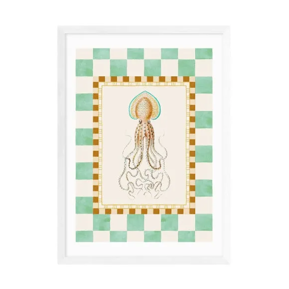 Funky Squid Wall Print - Natural