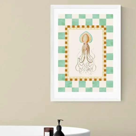 Funky Squid Wall Print - Natural