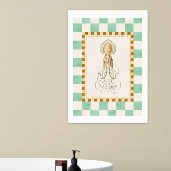 Funky Squid Wall Print - Natural image