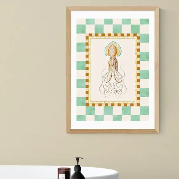 Funky Squid Wall Print - Natural