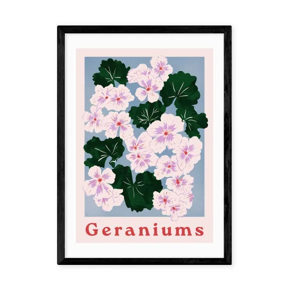 Geraniums Floral Print - Pink, Archival Paper