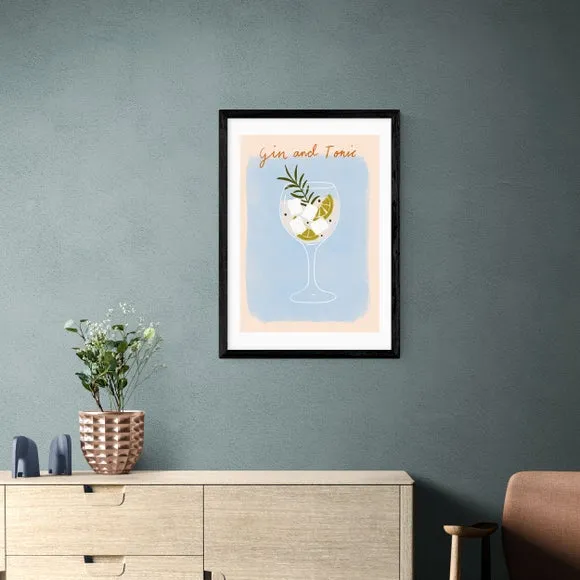 Gin And Tonic Wall Print - Blue, Paper
