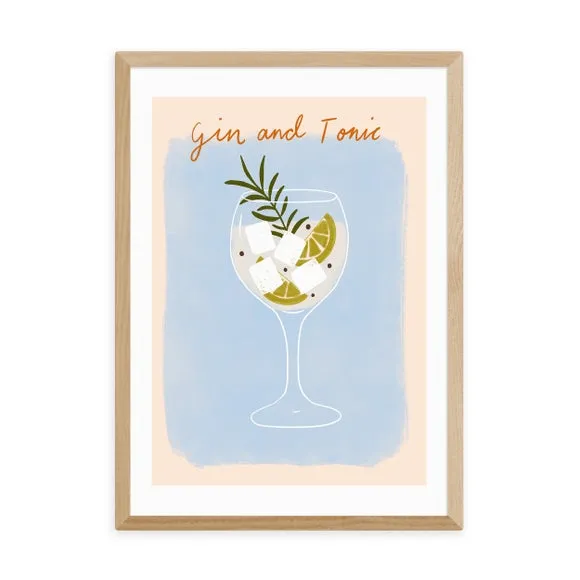 Gin And Tonic Wall Print - Blue, Paper