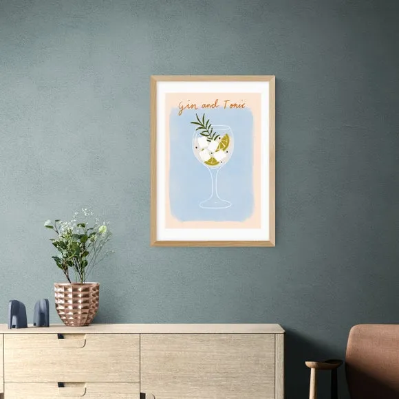 Gin And Tonic Wall Print - Blue, Paper
