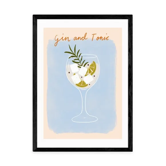 Gin And Tonic Wall Print - Blue, Paper