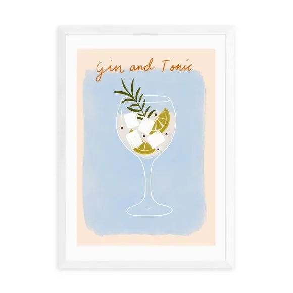 Gin And Tonic Wall Print - Blue, Paper