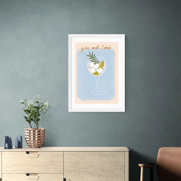 Gin And Tonic Wall Print - Blue, Paper