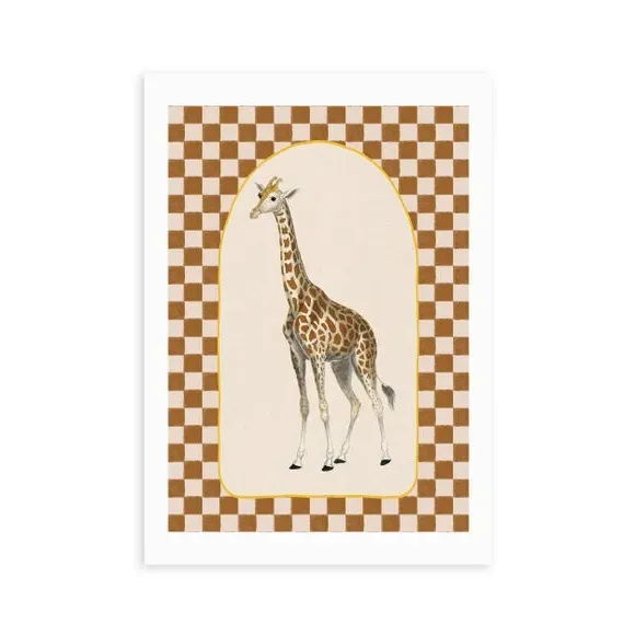 Giraffe Wall Art Print - Brown, Paper