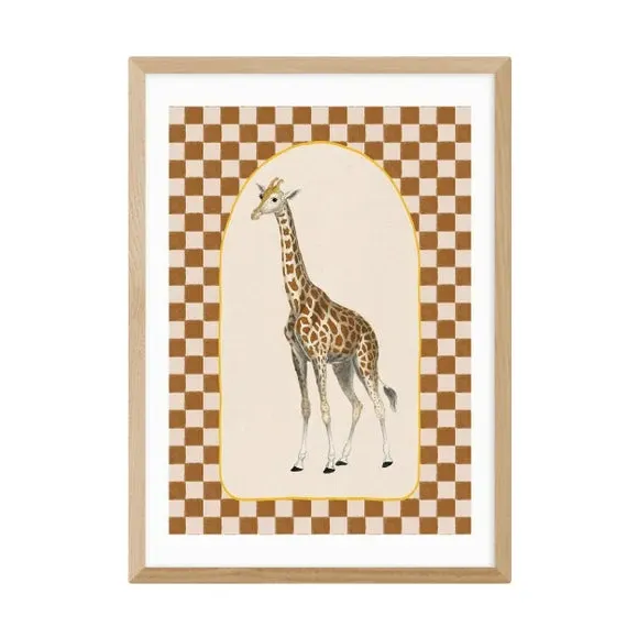 Giraffe Wall Art Print - Brown, Paper