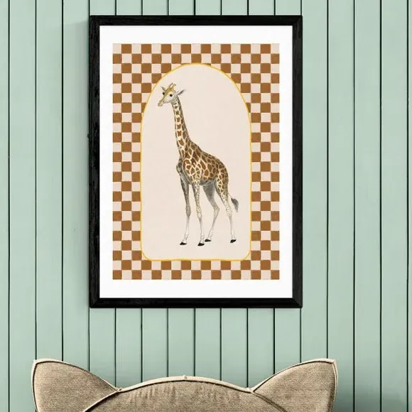 Giraffe Wall Art Print - Brown, Paper