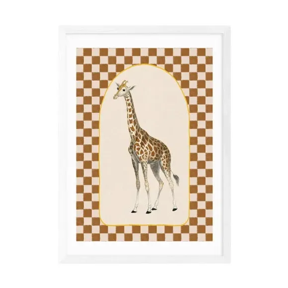 Giraffe Wall Art Print - Brown, Paper