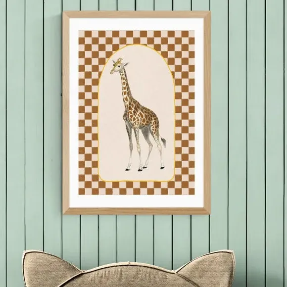 Giraffe Wall Art Print - Brown, Paper