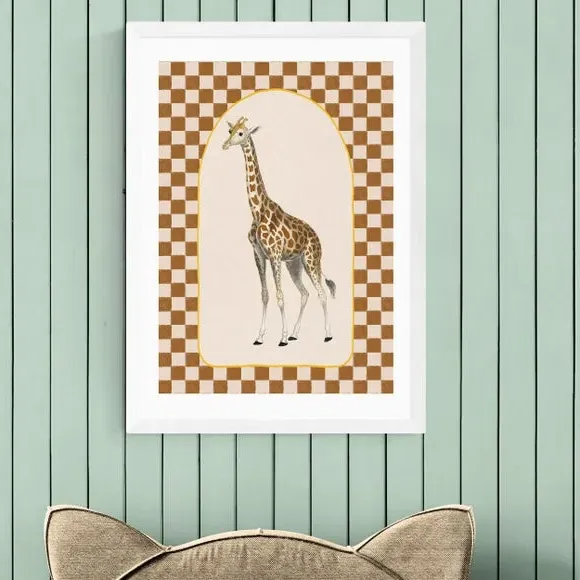 Giraffe Wall Art Print - Brown, Paper