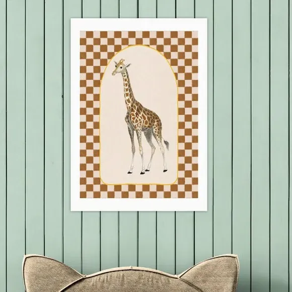 Giraffe Wall Art Print - Brown, Paper image