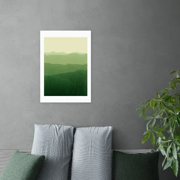 Gradient Landscape Art Print - Green image