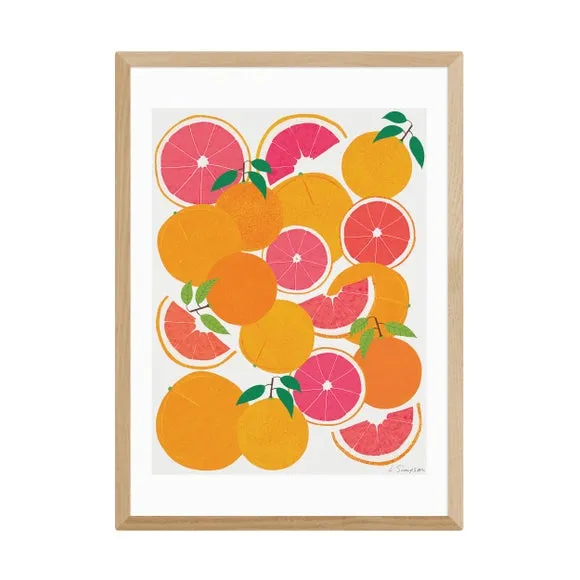 Grapefruit Harvest Wall Print - Orange