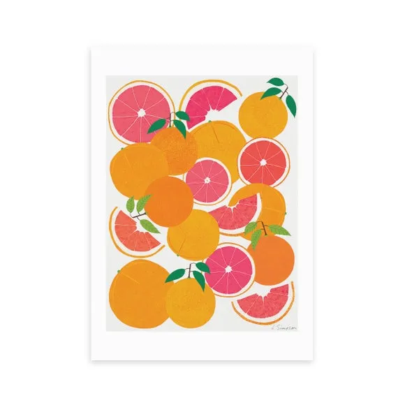 Grapefruit Harvest Wall Print - Orange image