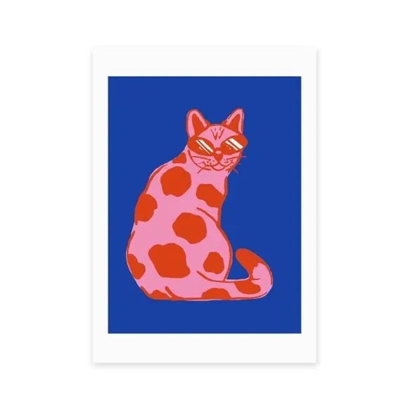 Groovy Cat Wall Print - Multicolor, Paper
