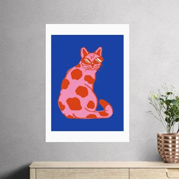 Groovy Cat Wall Print - Multicolor, Paper