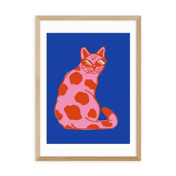 Groovy Cat Wall Print - Multicolor, Paper