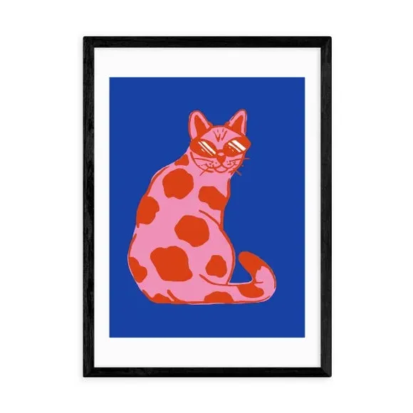 Groovy Cat Wall Print - Multicolor, Paper