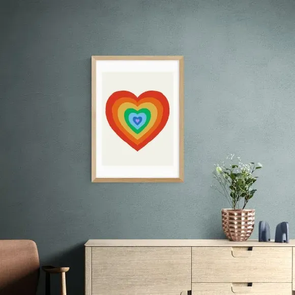 Heart Print with Frame Options - Multicolor